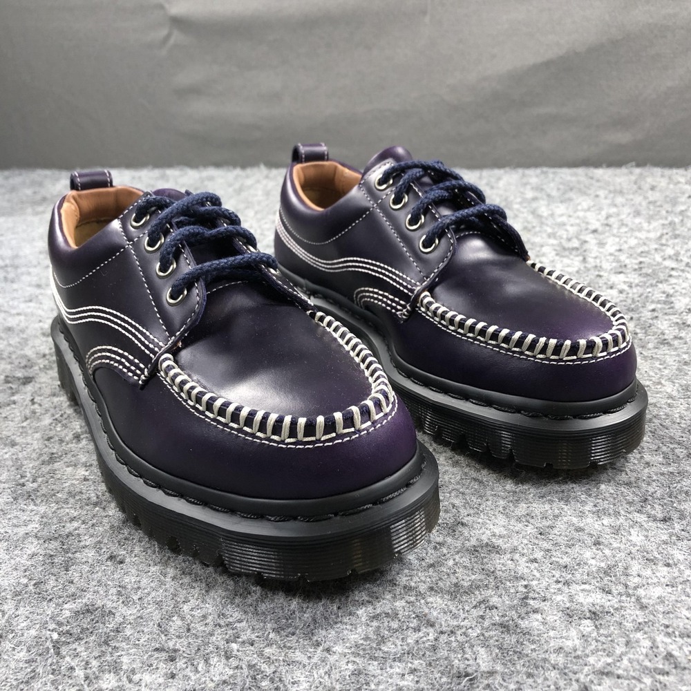 Dr. Martens Lowell Shoes Womens Size 7 Purple Leather Moc Toe Lace Up Casual